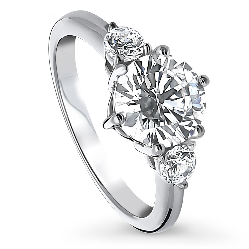 3-Stone Round CZ Ring in Sterling Silver, 4 of 12