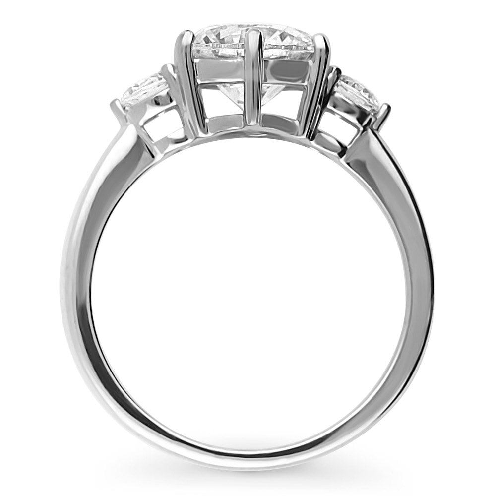 Alternate view of 3-Stone Round CZ Ring in Sterling Silver