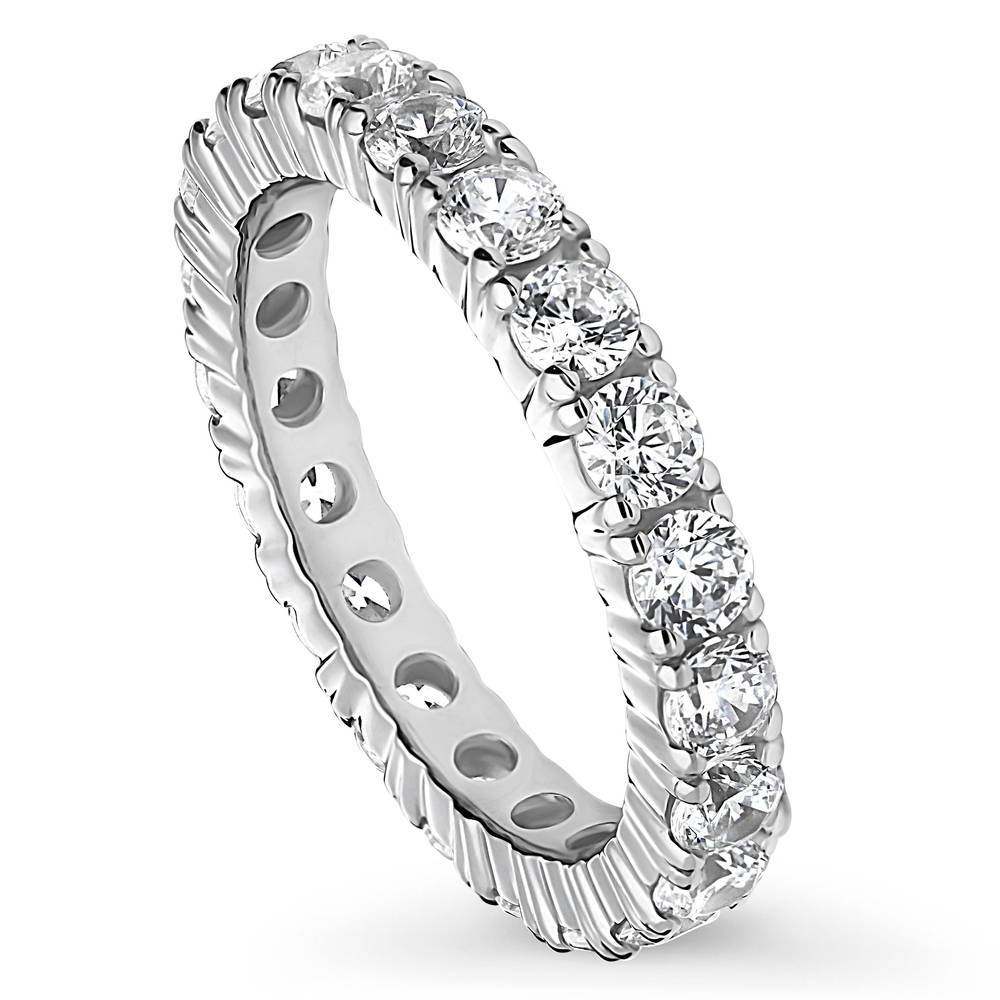 Front view of CZ Eternity Ring in Sterling Silver