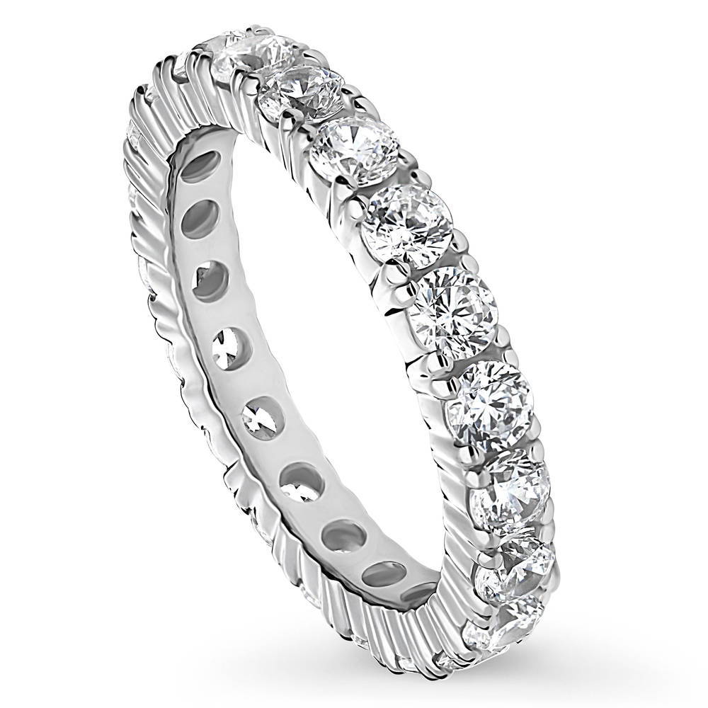 Front view of CZ Eternity Ring in Sterling Silver, 3 of 10