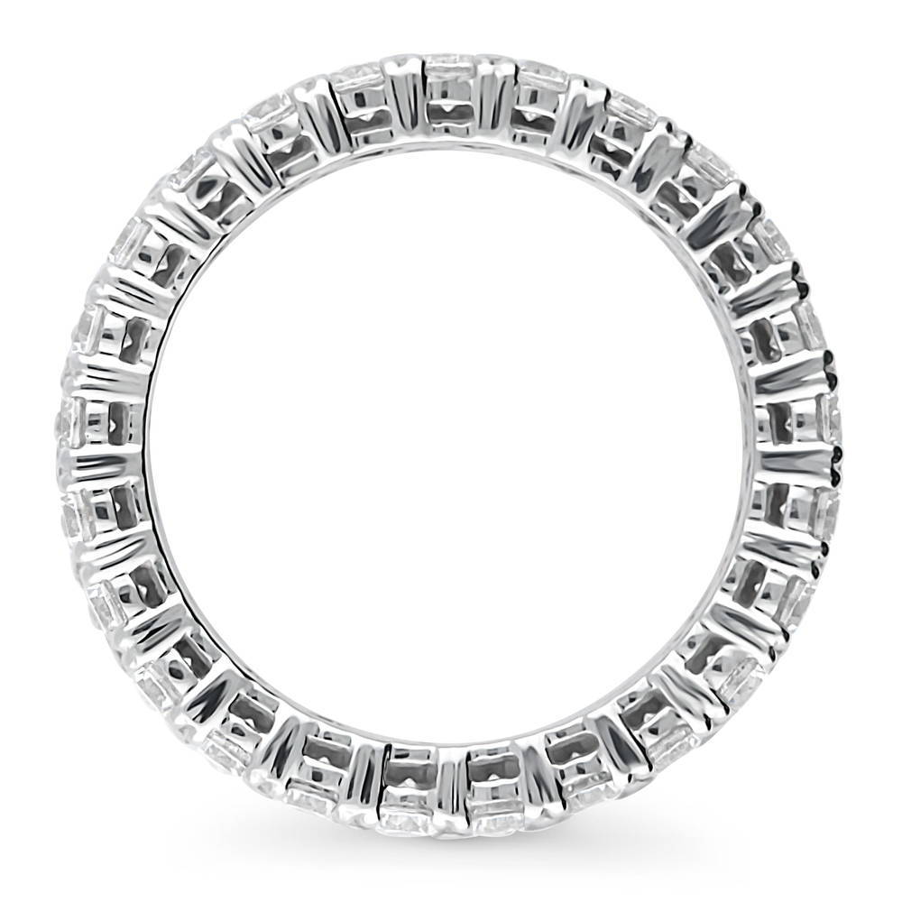 Angle view of Pave Set CZ Eternity Ring in Sterling Silver