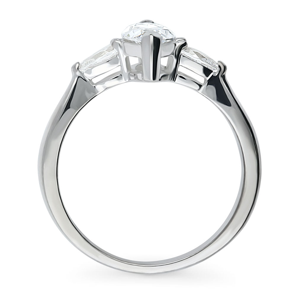 Alternate view of 3-Stone Marquise CZ Ring in Sterling Silver