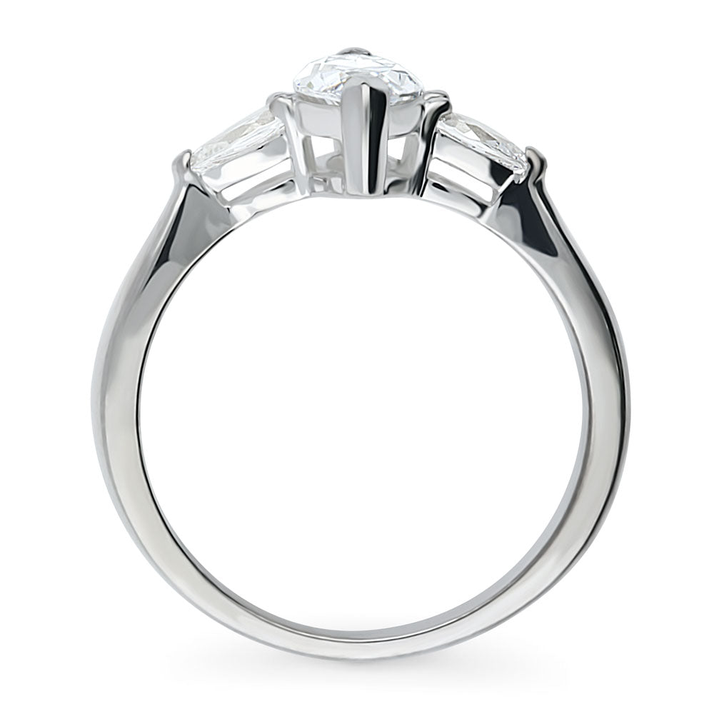 3-Stone 1ct Marquise CZ Ring in Sterling Silver