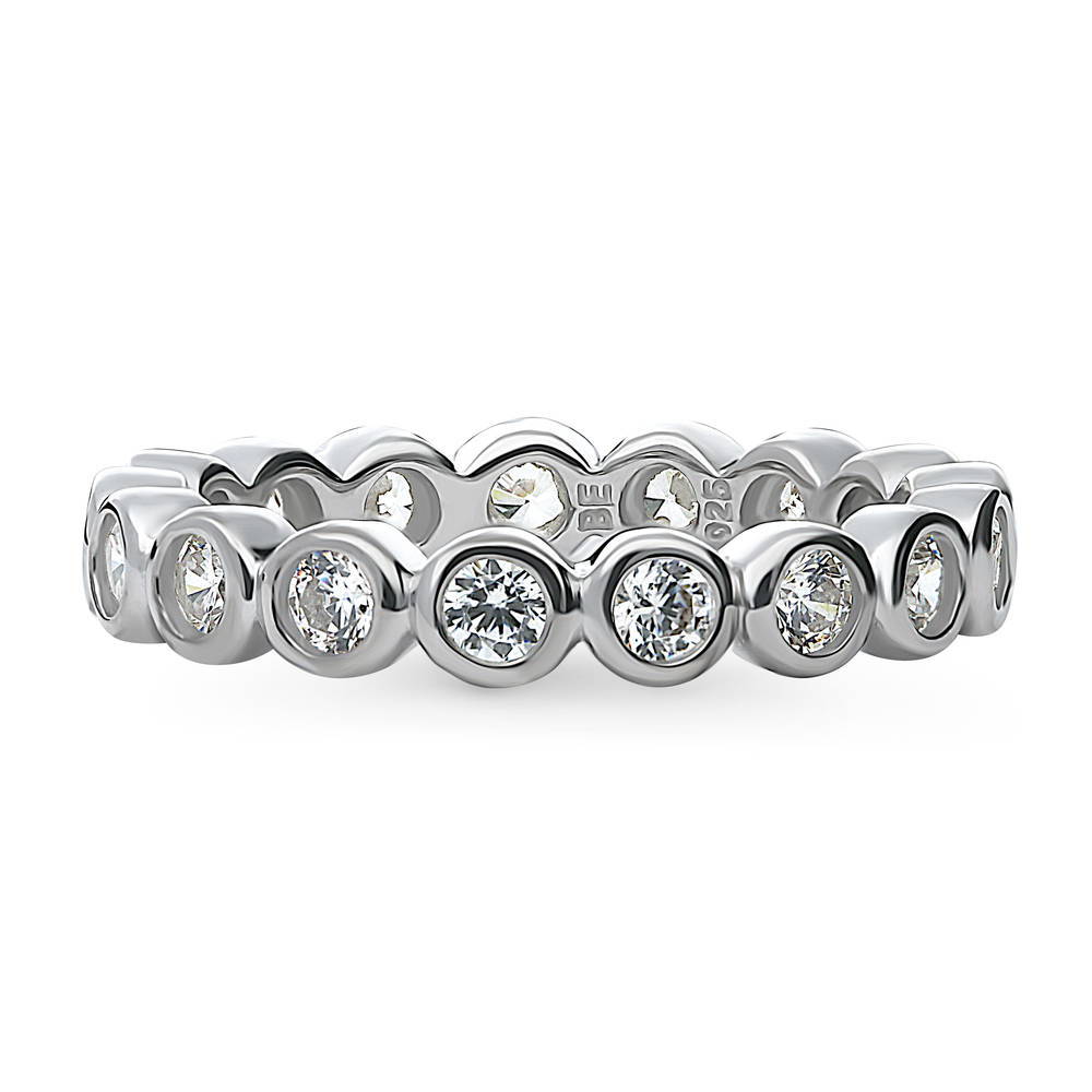 Bubble Bezel Set CZ Eternity Ring in Sterling Silver, 1 of 8