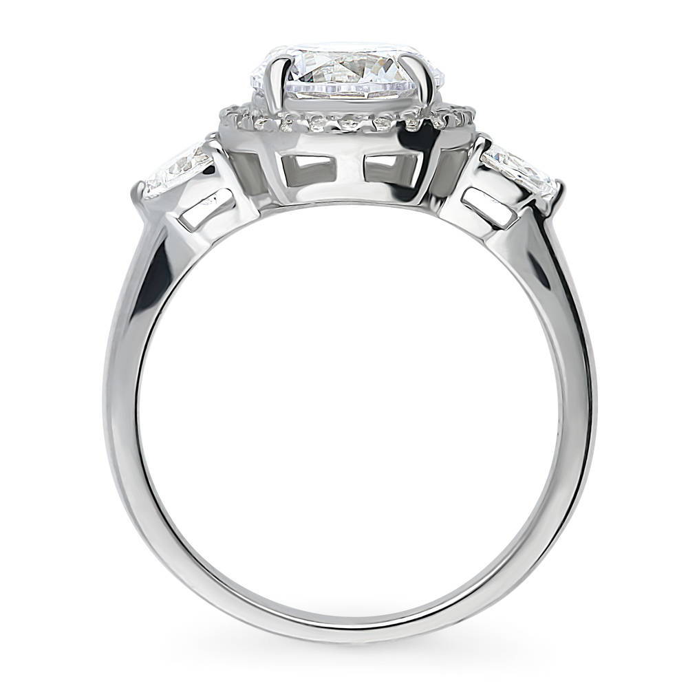 Alternate view of Halo Round CZ Ring in Sterling Silver