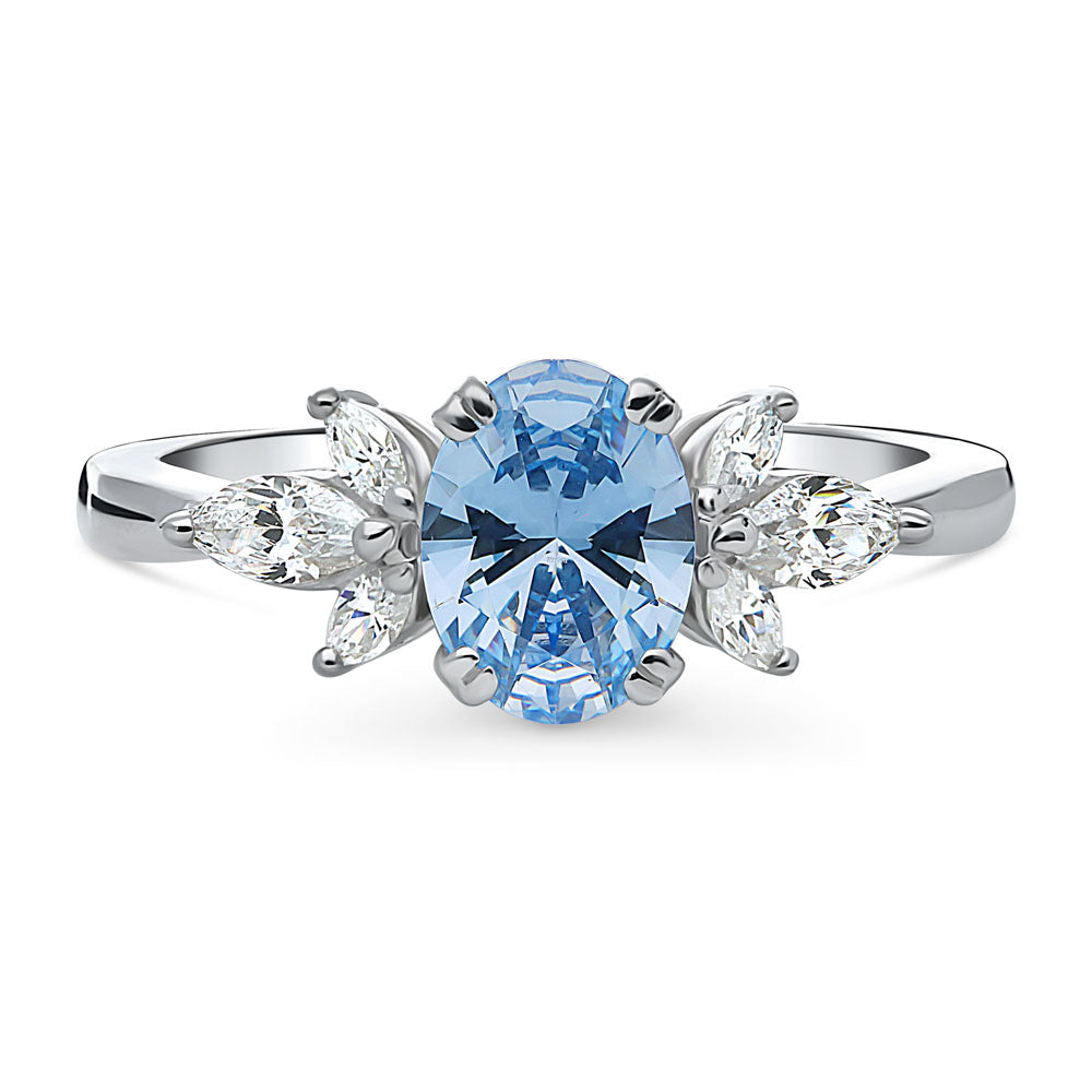 Flower Blue CZ Ring in Sterling Silver, 1 of 5