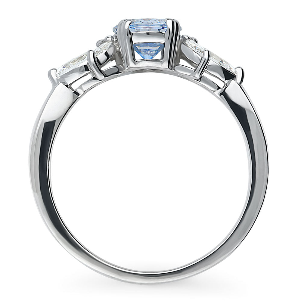 Alternate view of Flower Blue CZ Ring in Sterling Silver, 4 of 5