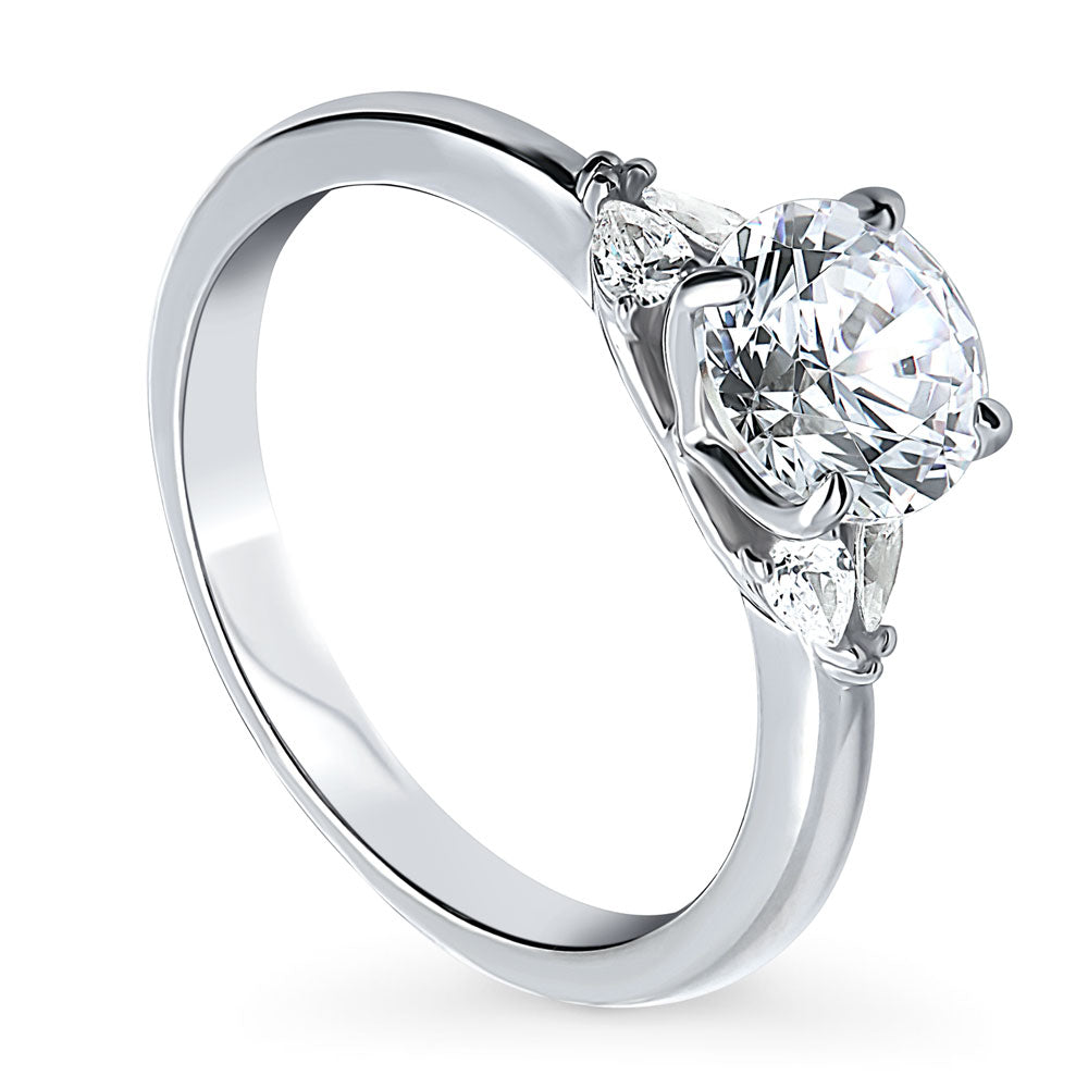 Front view of Solitaire 1.25ct Round CZ Ring in Sterling Silver