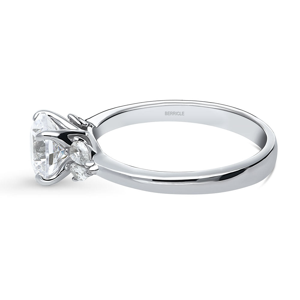 Angle view of Solitaire 1.25ct Round CZ Ring in Sterling Silver