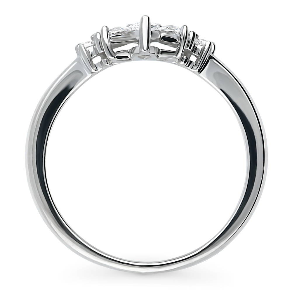 Alternate view of Flower 7-Stone CZ Curved Band in Sterling Silver