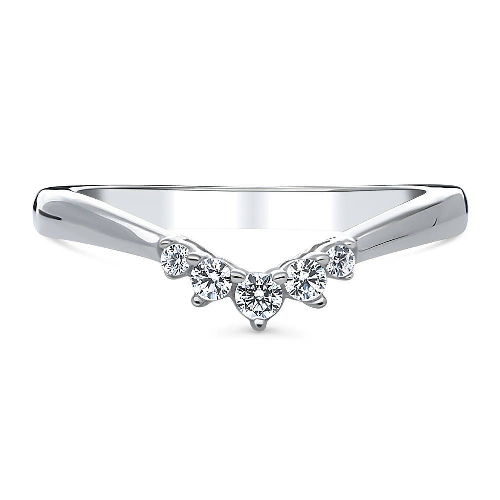Wishbone 5-Stone CZ Curved Band in Sterling Silver, 1 of 10