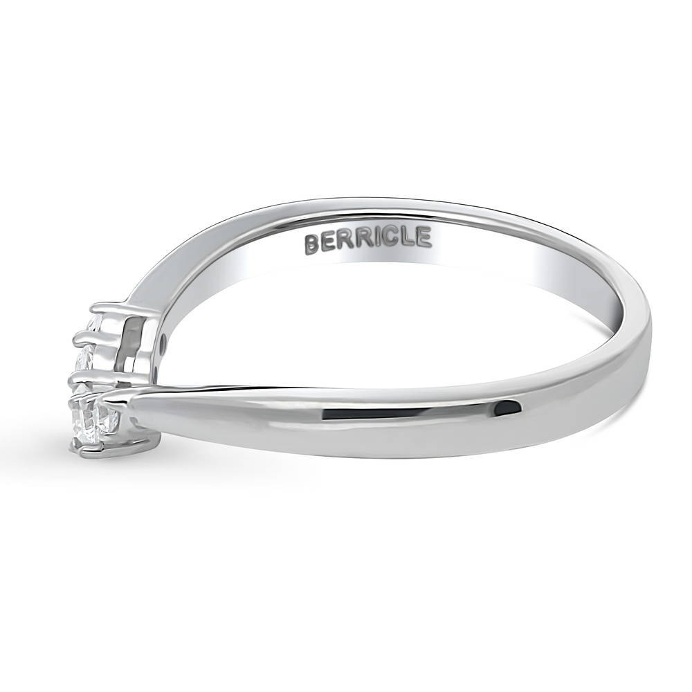 Angle view of Wishbone 5-Stone CZ Curved Band in Sterling Silver