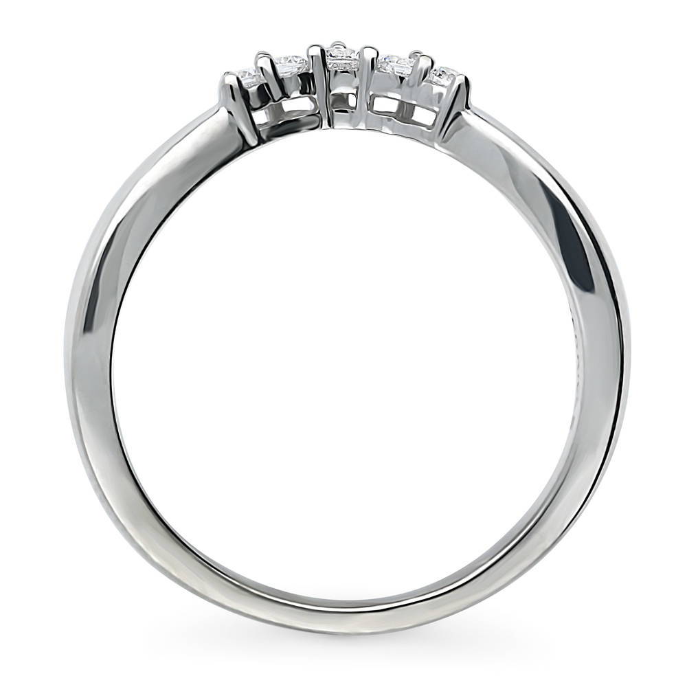 Alternate view of Wishbone 5-Stone CZ Curved Band in Sterling Silver