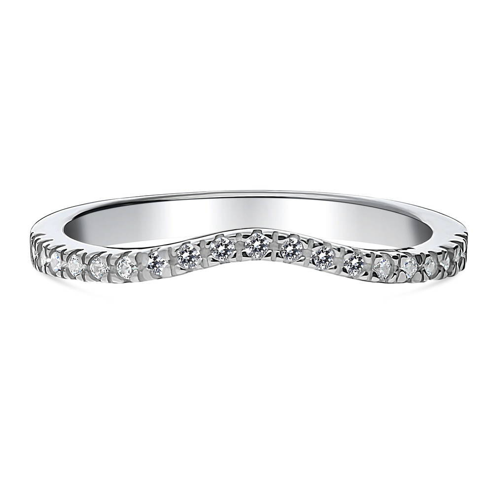 Wishbone CZ Curved Half Eternity Ring in Sterling Silver, 1 of 9