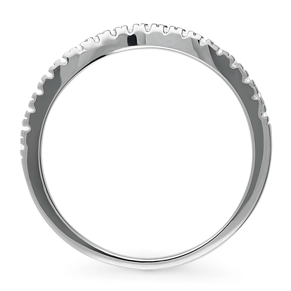 Wishbone CZ Curved Half Eternity Ring in Sterling Silver, alternate view