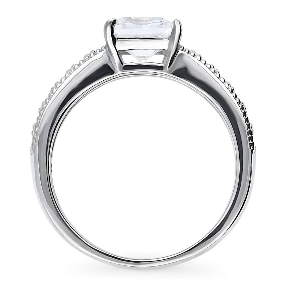 Alternate view of Solitaire Milgrain 1.2ct Princess CZ Ring in Sterling Silver