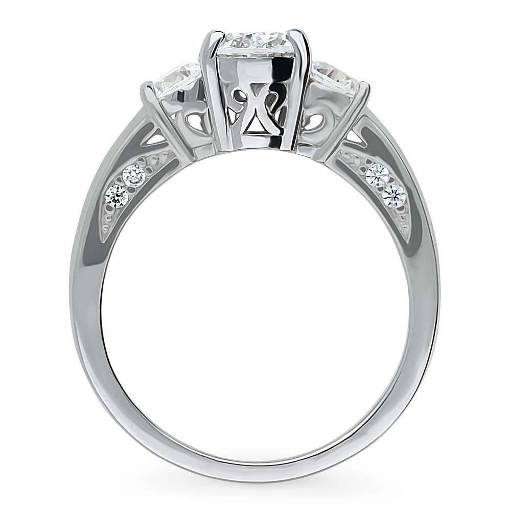 Alternate view of 3-Stone Oval CZ Ring in Sterling Silver