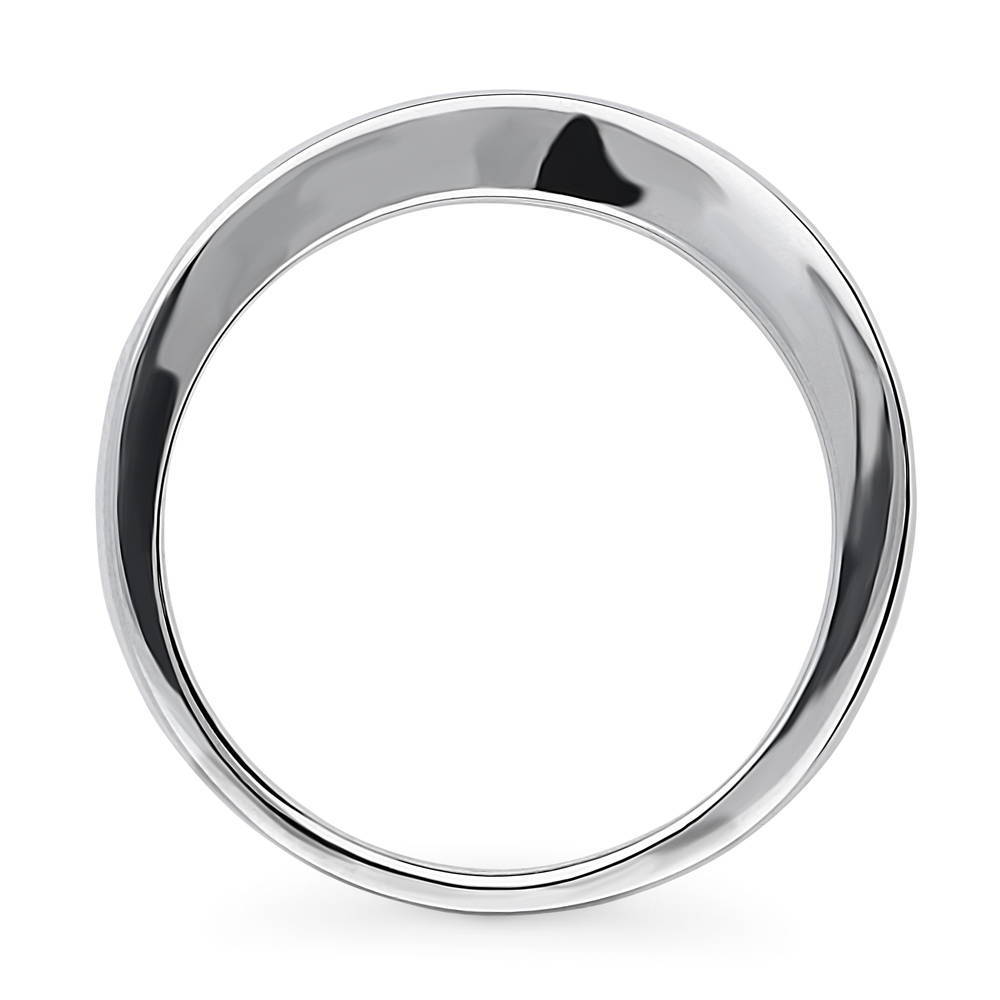 Alternate view of Channel Set CZ Curved Half Eternity Ring in Sterling Silver
