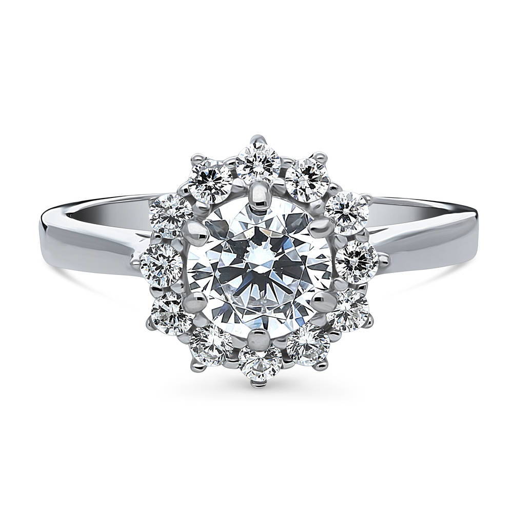 Halo Round CZ Ring in Sterling Silver