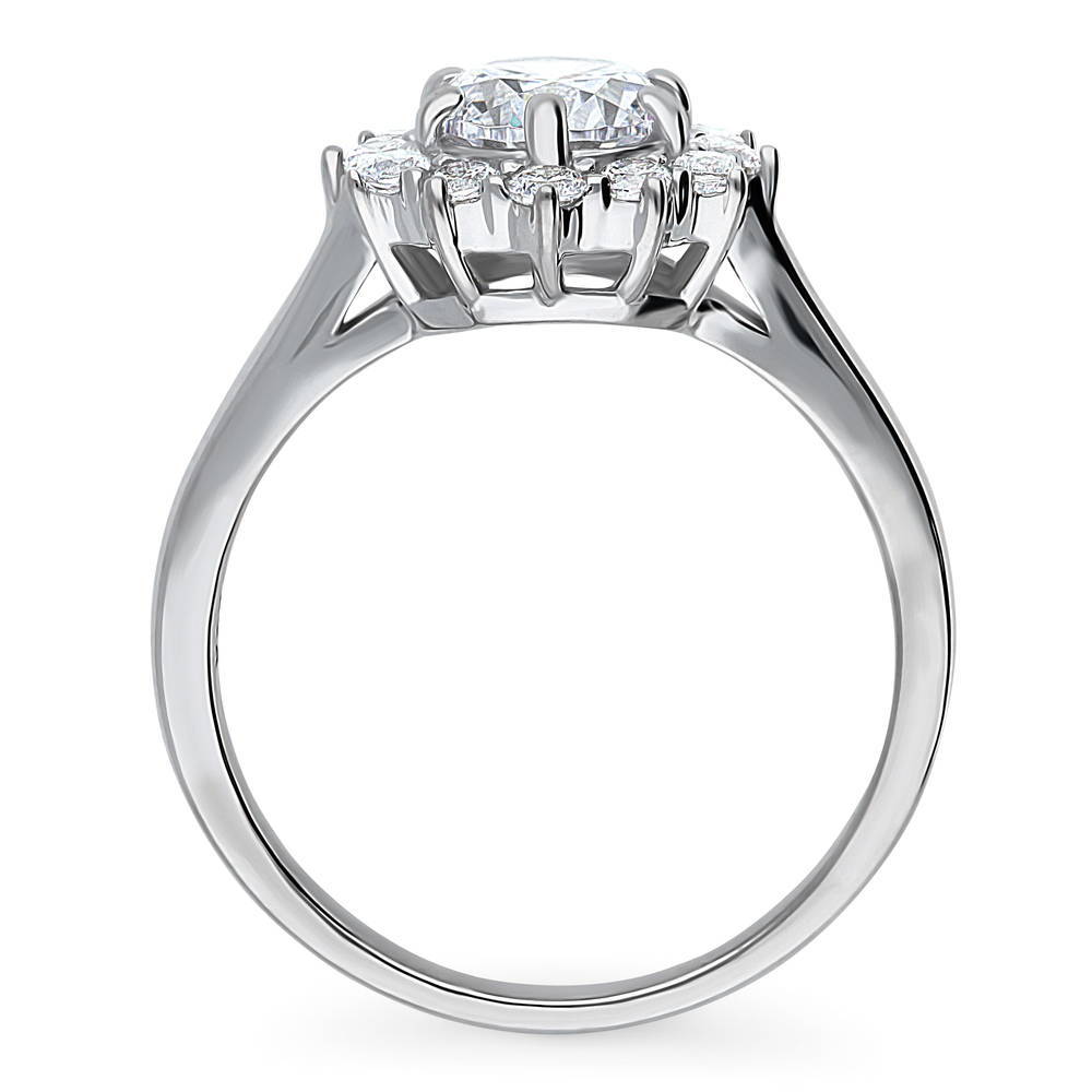 Alternate view of Halo Round CZ Ring in Sterling Silver