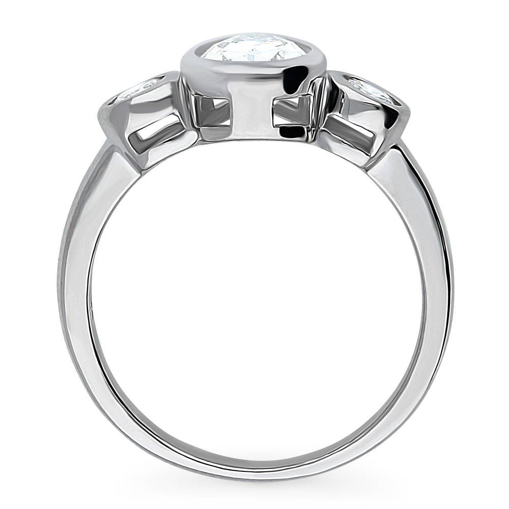 Alternate view of 3-Stone Pear CZ Ring in Sterling Silver