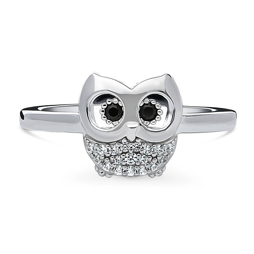 Owl CZ Ring in Sterling Silver