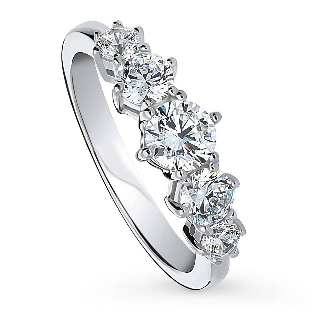 Front view of 5-Stone CZ Ring in Sterling Silver