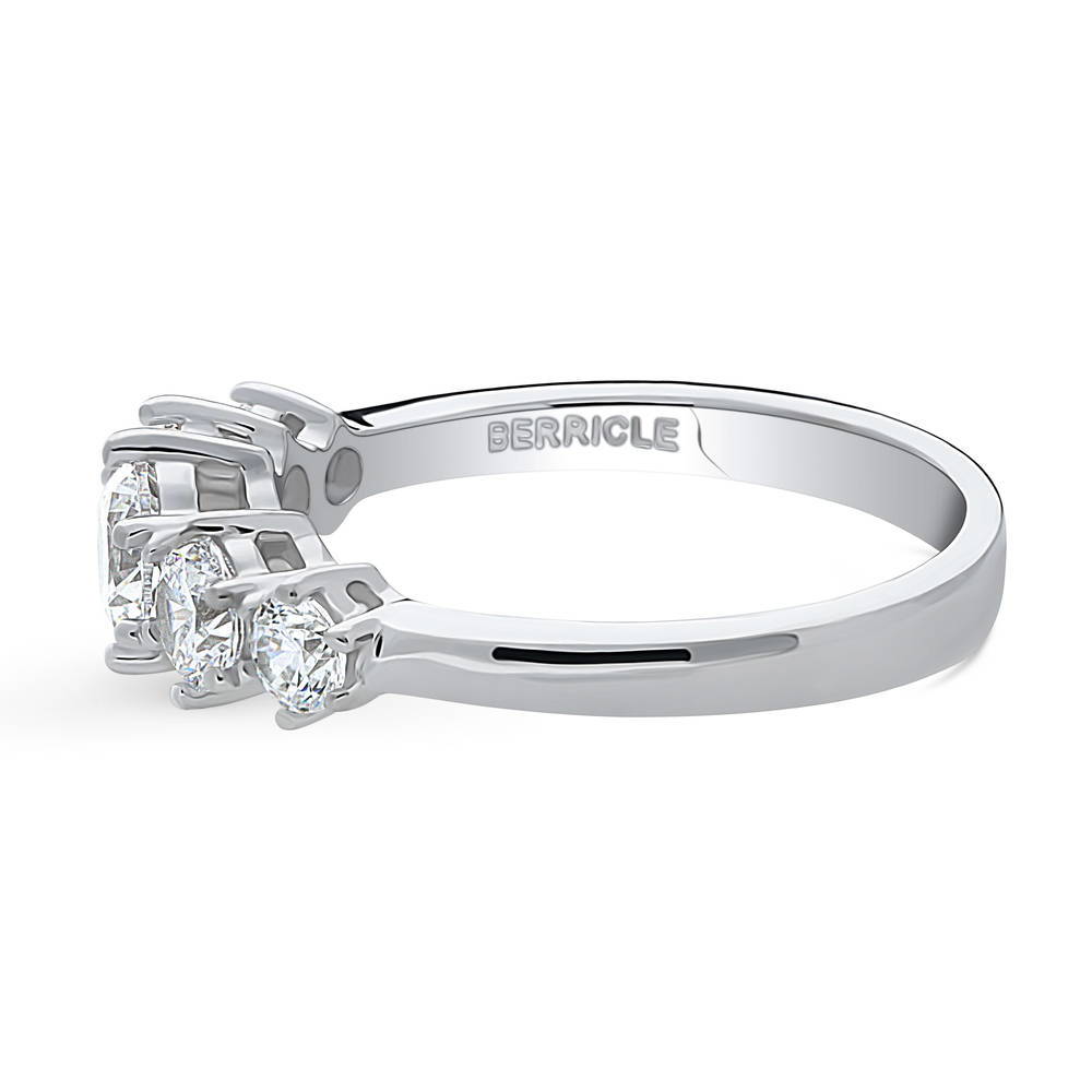 Angle view of 5-Stone CZ Ring in Sterling Silver