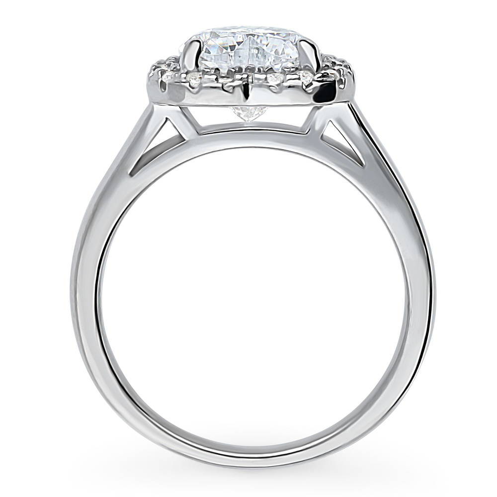 Alternate view of Halo Heart CZ Ring in Sterling Silver