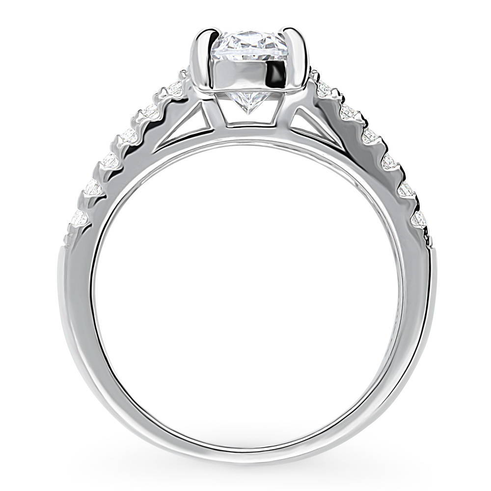 Alternate view of Solitaire 2.7ct Oval CZ Split Shank Ring in Sterling Silver, 8 of 9