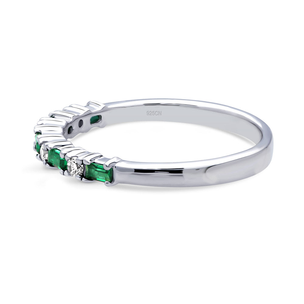 Art Deco CZ Half Eternity Ring in Sterling Silver, side view