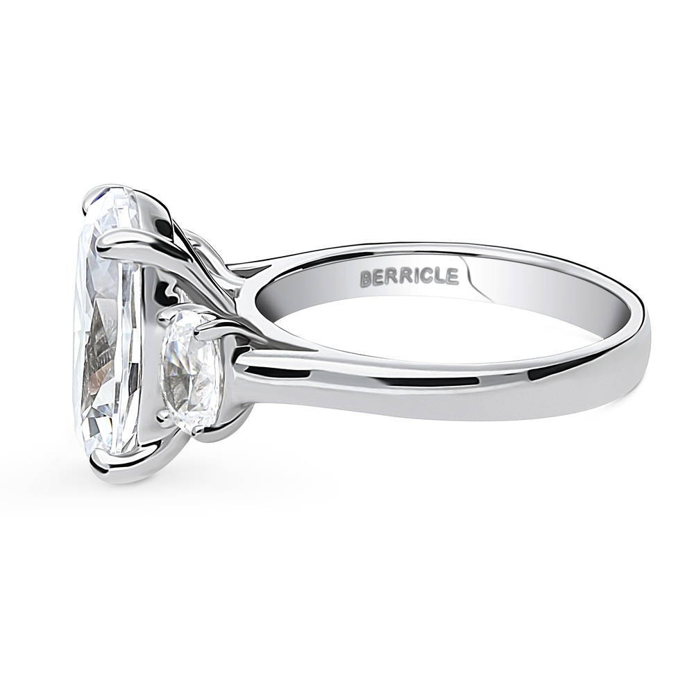 Angle view of 3-Stone Oval CZ Statement Ring in Sterling Silver
