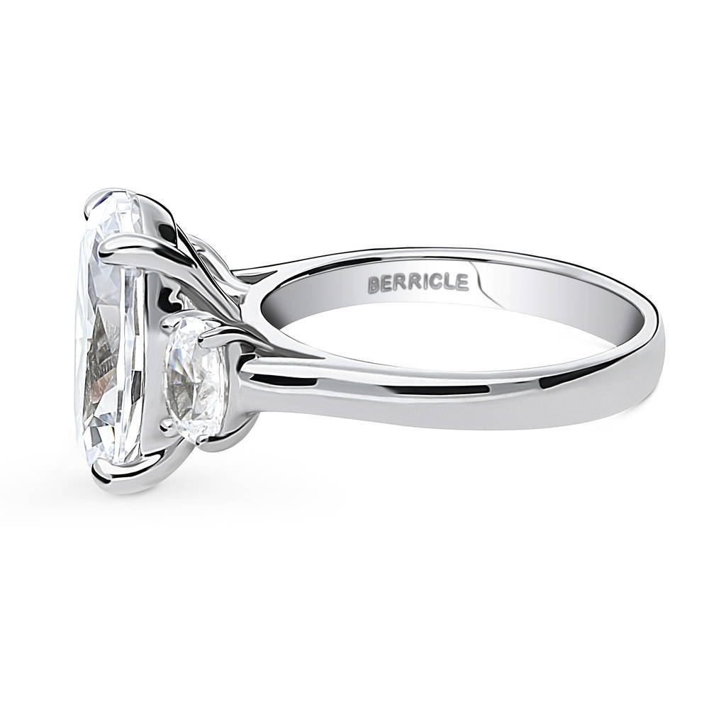 3-Stone Oval CZ Statement Ring in Sterling Silver
