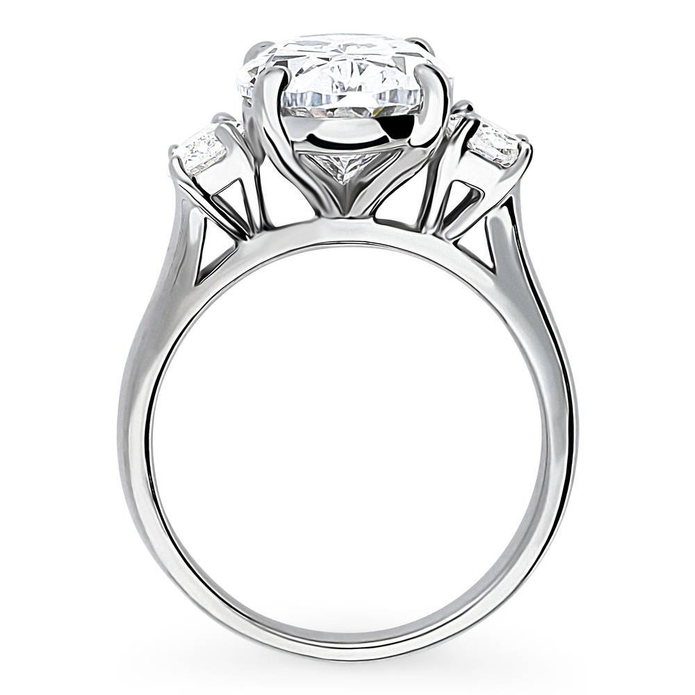 3-Stone Oval CZ Statement Ring in Sterling Silver
