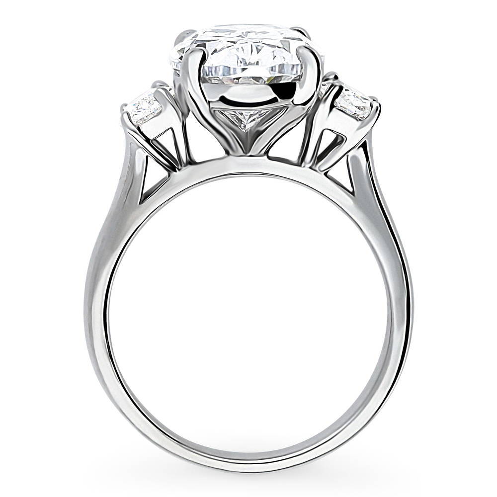 Alternate view of 3-Stone Oval CZ Statement Ring in Sterling Silver