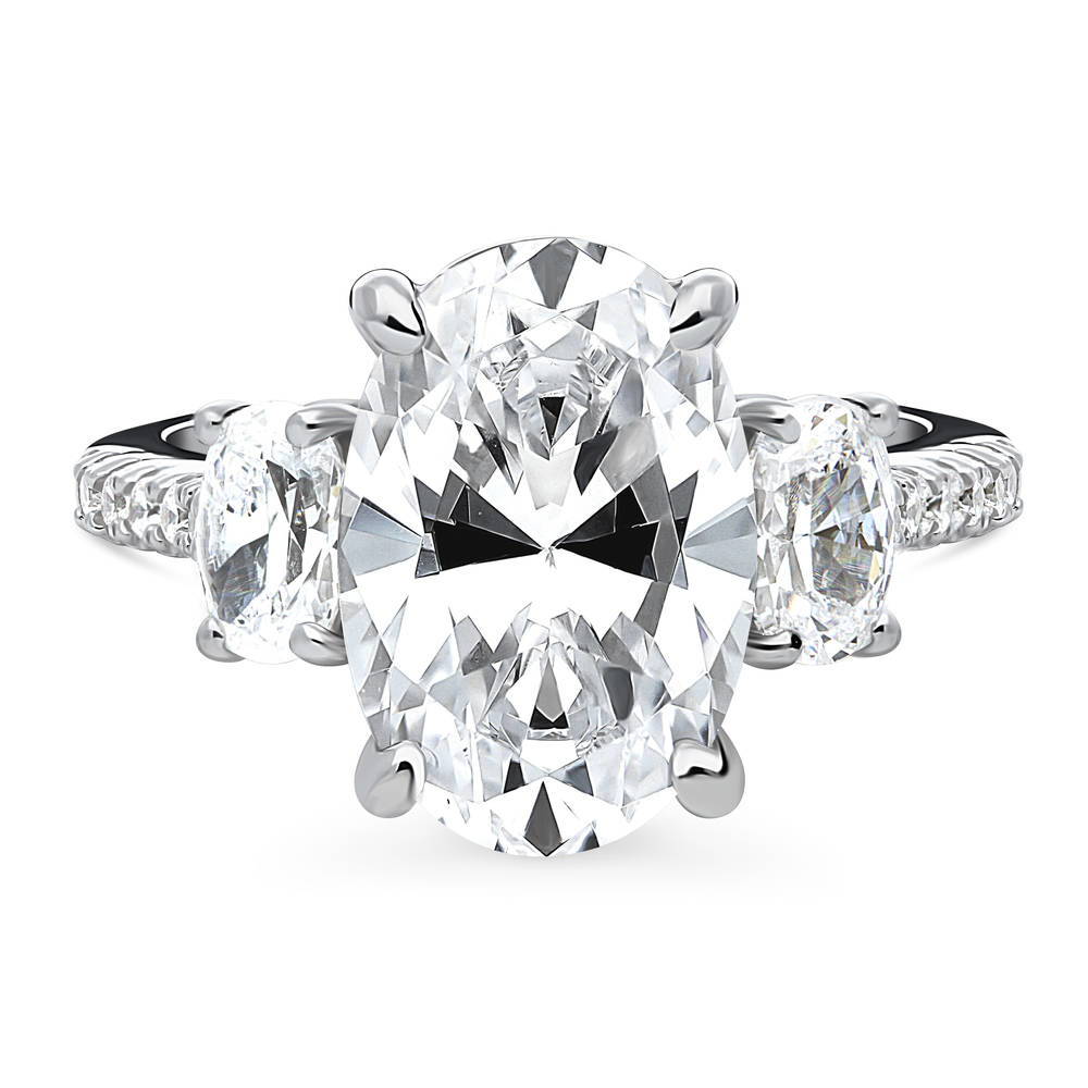 3-Stone Oval CZ Statement Ring in Sterling Silver