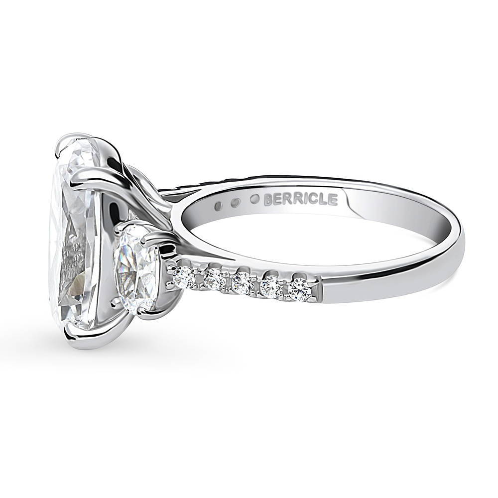 3-Stone Oval CZ Statement Ring in Sterling Silver, 5 of 12