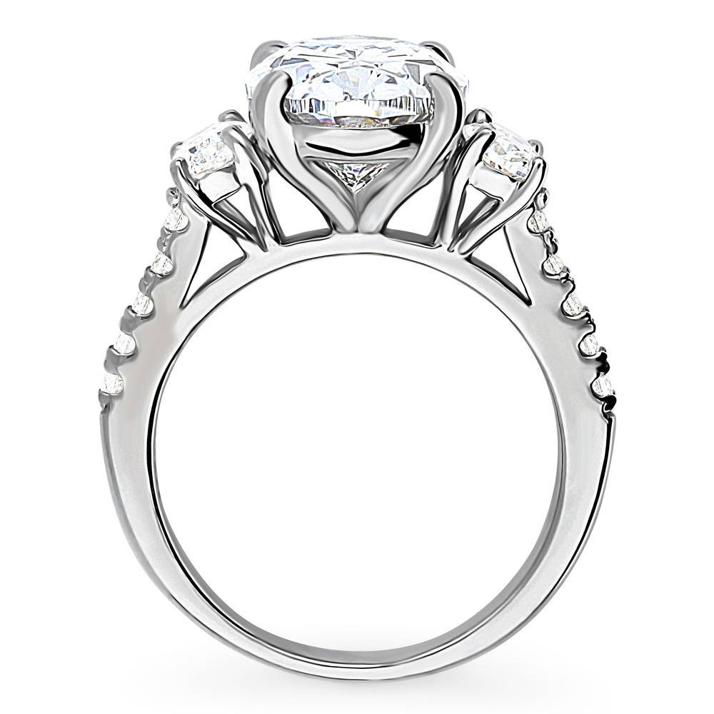 Alternate view of 3-Stone Oval CZ Statement Ring in Sterling Silver