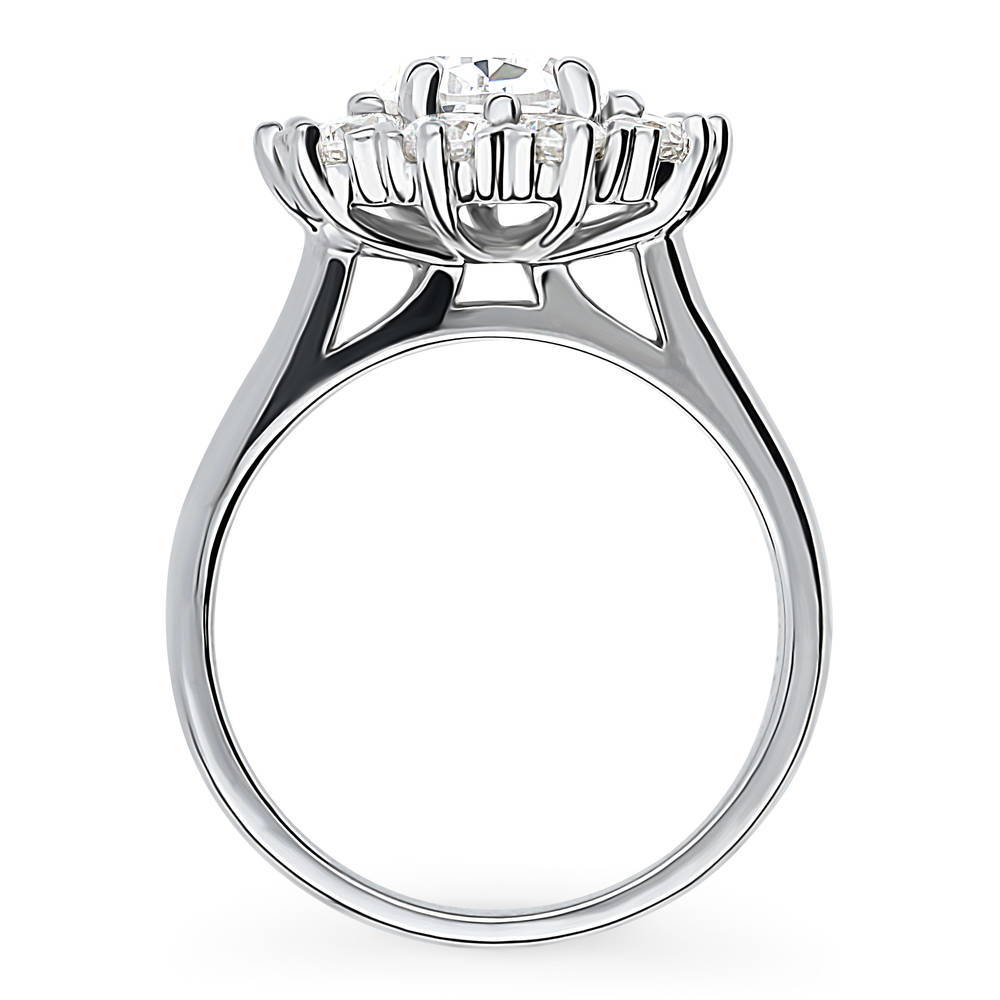 Alternate view of Halo Pear CZ Statement Ring in Sterling Silver