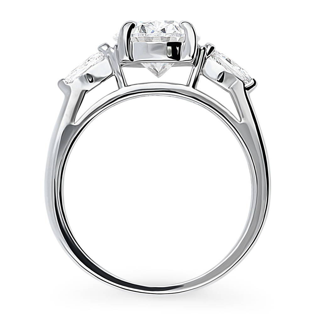 Alternate view of 3-Stone Oval CZ Ring in Sterling Silver