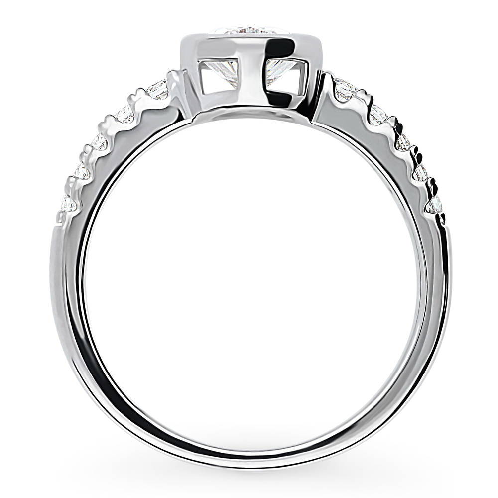 Alternate view of Solitaire 1.4ct Bezel Set Oval CZ Ring in Sterling Silver