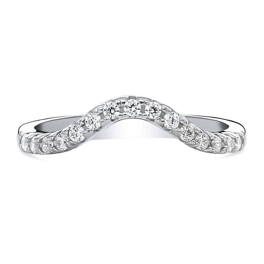 Wishbone CZ Curved Half Eternity Ring in Sterling Silver, 1 of 10