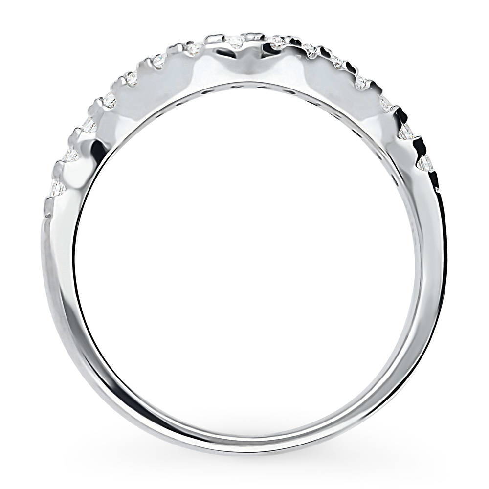 Wishbone CZ Curved Half Eternity Ring in Sterling Silver, alternate view