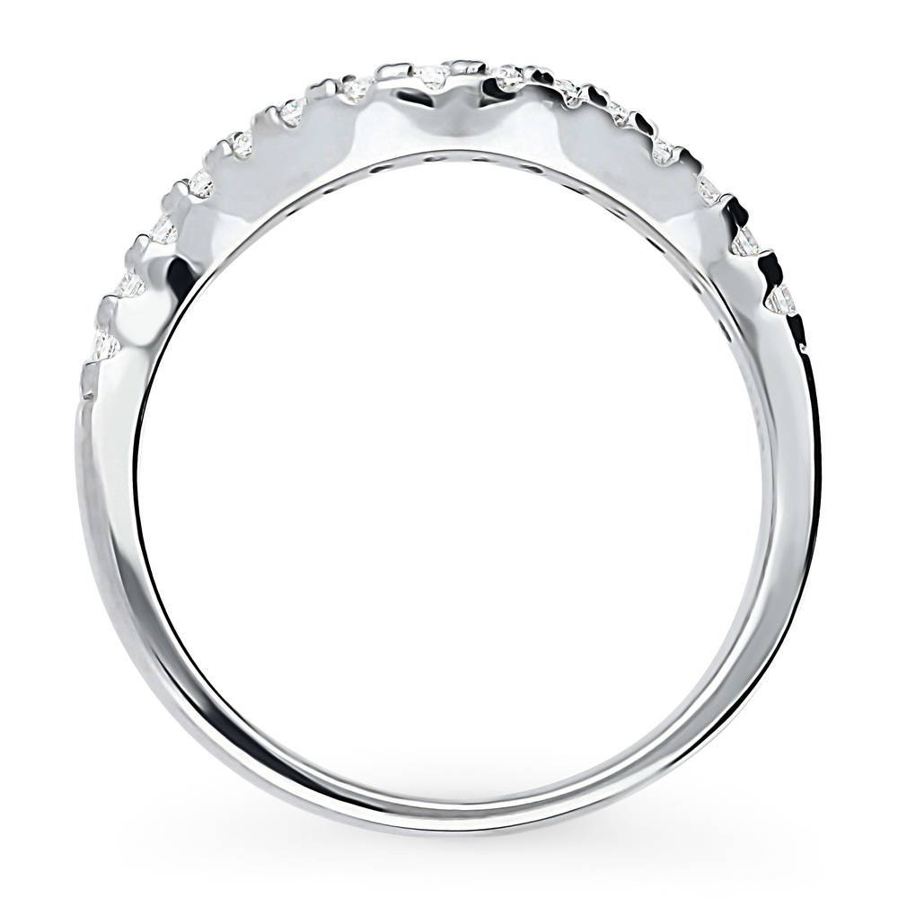 Wishbone CZ Eternity Ring in Sterling Silver