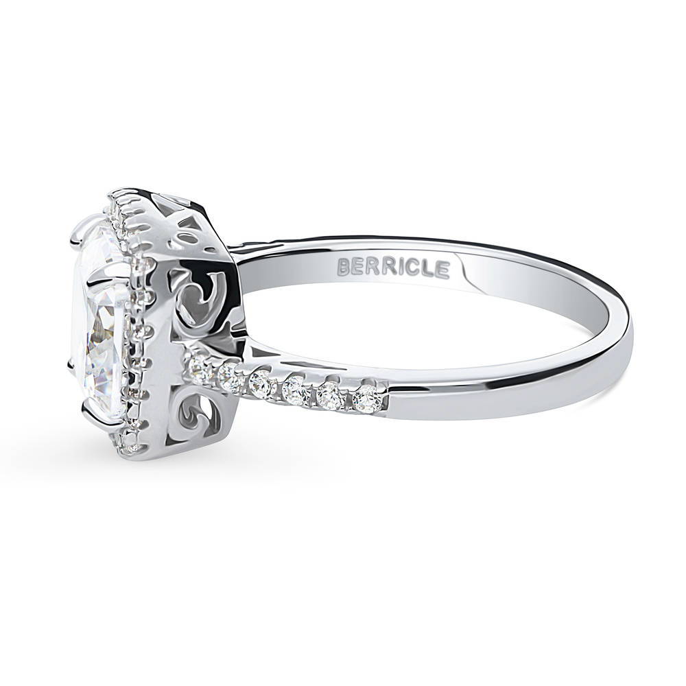 Halo Cushion CZ Ring in Sterling Silver