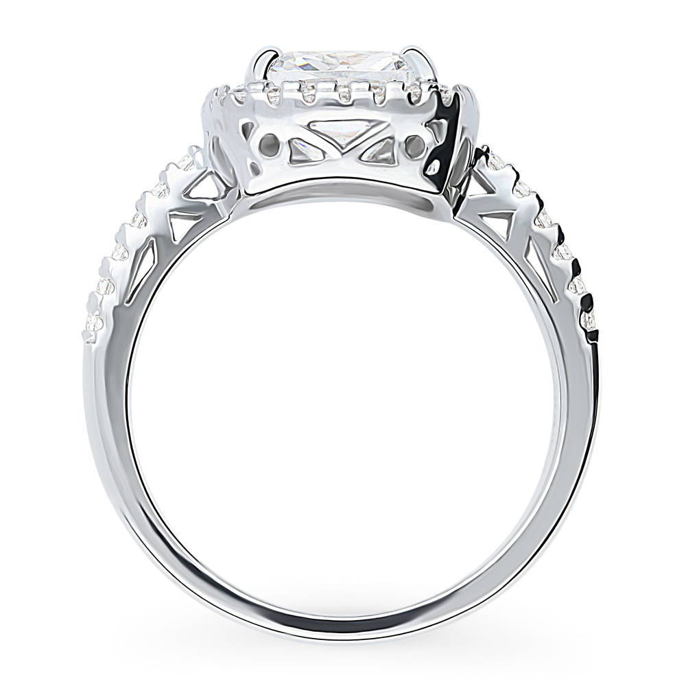 Halo Cushion CZ Ring in Sterling Silver