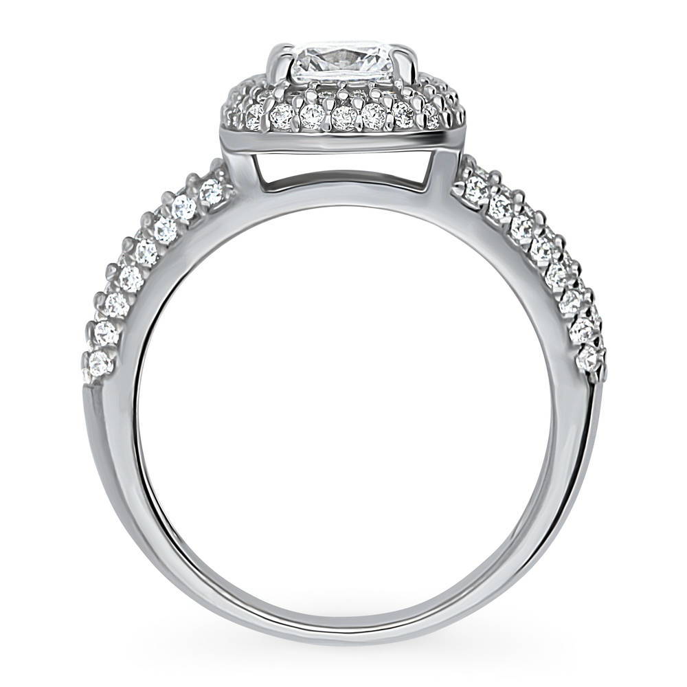 Halo Cushion CZ Ring in Sterling Silver