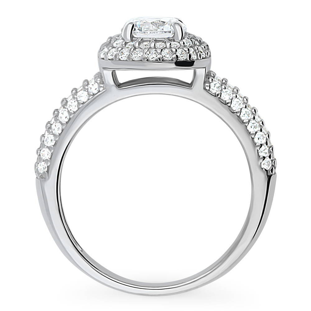 Alternate view of Halo Round CZ Ring in Sterling Silver