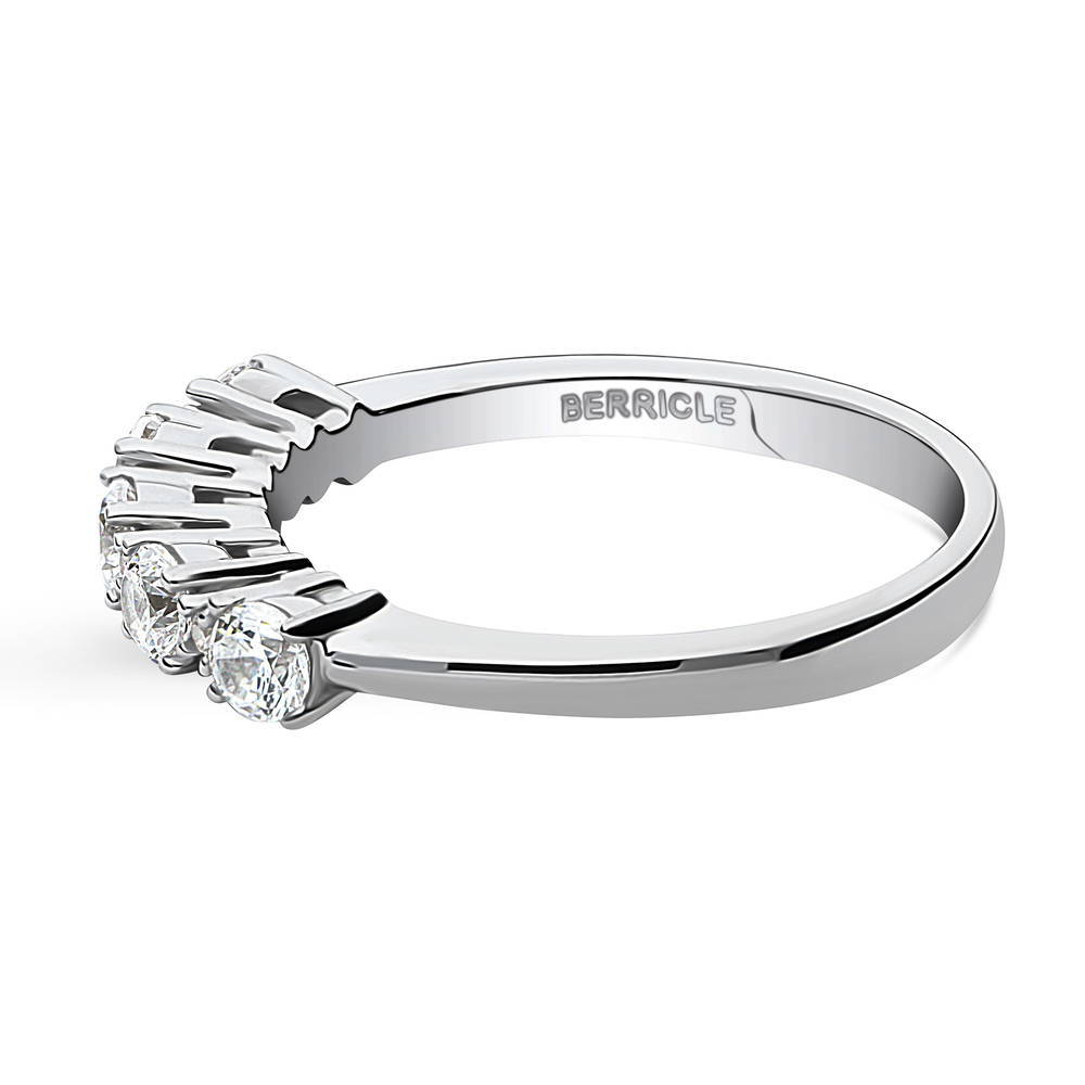 Angle view of 5-Stone CZ Ring in Sterling Silver