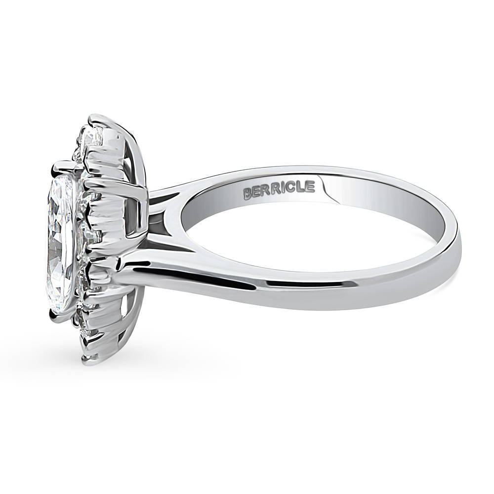 Angle view of Navette Halo CZ Statement Ring in Sterling Silver